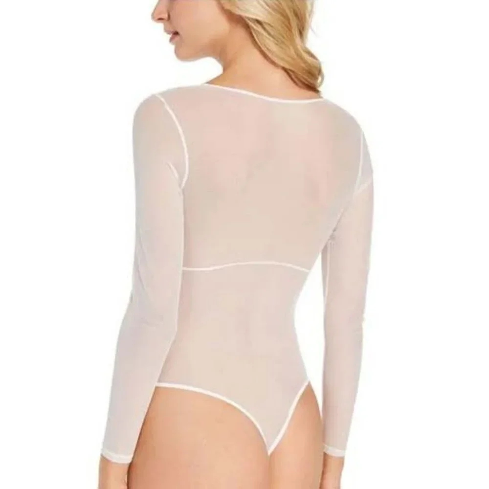 INC International Concepts Women's Long-sleeve Lace Mesh Bodysuit Size XL - Picture 3 of 7